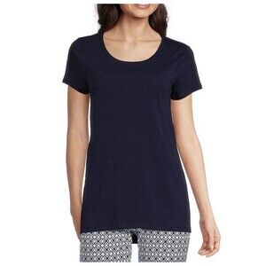 Lilly Pulitzer Womens Navy Blue Pima Cotton Short Sleeve Scoop Neck Top Basic XL